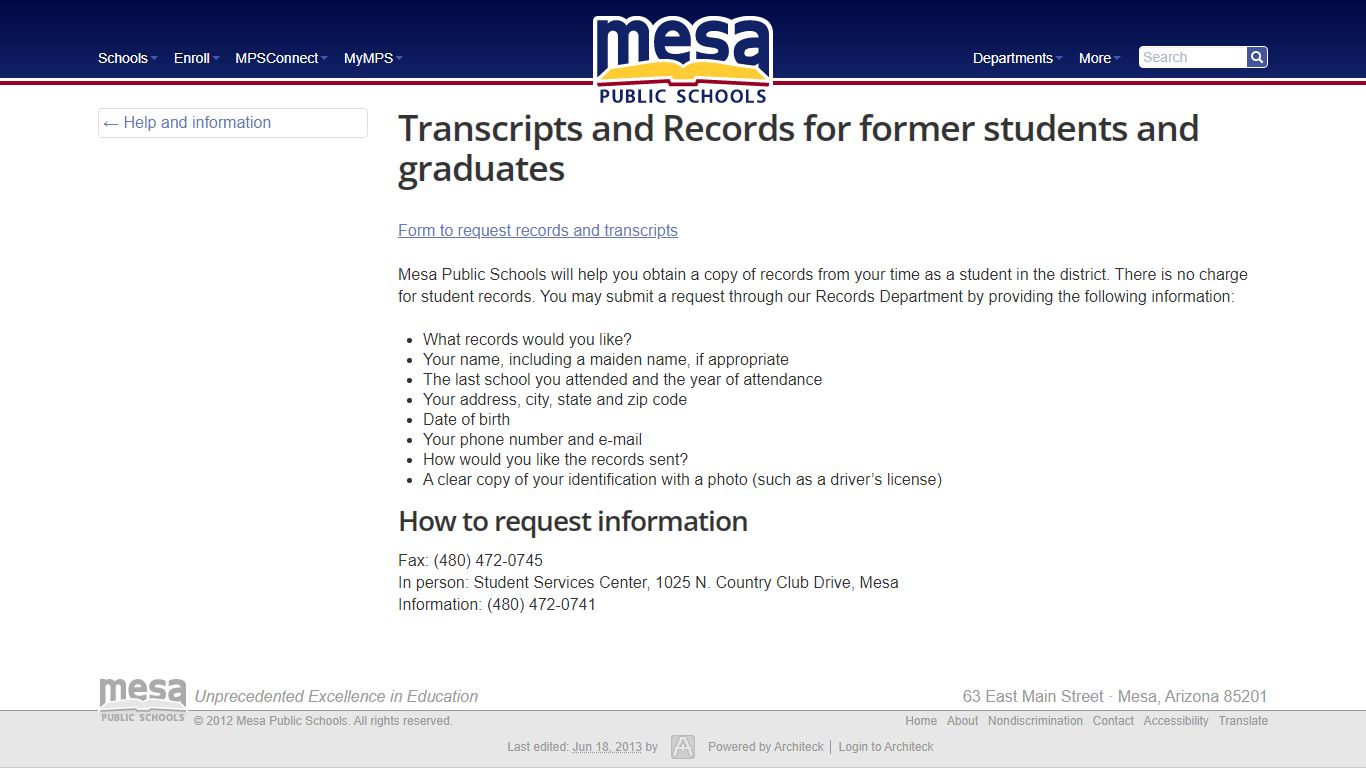 Mesa Public Schools » Records